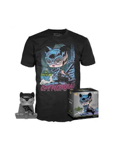 Pop! & Tee DC Jim Lee Catwoman Funko + Camiseta Talla S